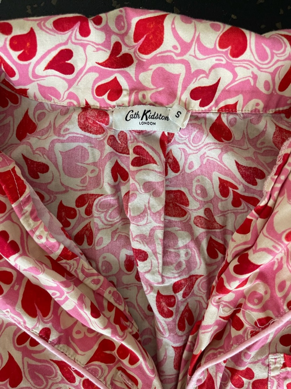 Cath Kidston Pink, Red & Cream Heart Print Blouse